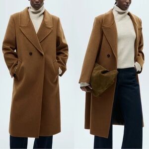 MANGO Tan Brown Wool Trench Coat- XS